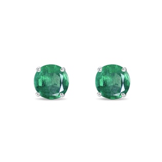 Emerald and diamond earrings in white gold | KLENOTA