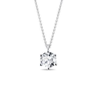 PENDENTIF EN OR BLANC SERTI D'UN BRILLANT - COLLIERS AVEC DIAMANTS - COLLIERS