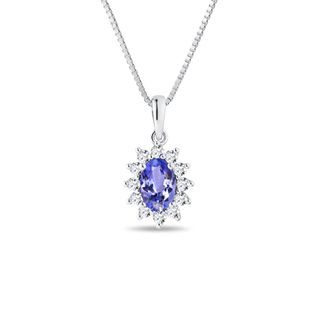DIAMOND AND TANZANITE NECKLACE IN WHITE GOLD - TANZANITE NECKLACES - NECKLACES