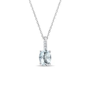 DIAMOND AND AQUAMARINE NECKLACE IN WHITE GOLD - AQUAMARINE NECKLACES - NECKLACES