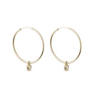 BEZEL SET DIAMOND HOOP EARRINGS IN GOLD - DIAMOND EARRINGS - EARRINGS