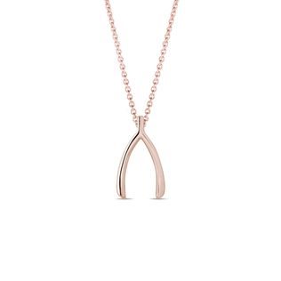 WISHBONE PENDANT IN 14K ROSE GOLD - ROSE GOLD NECKLACES - NECKLACES