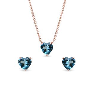 London Topaz Heart Earring and Necklace Set