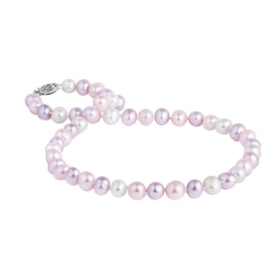 Multicolored pearl necklace in white gold