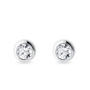 LAB-GROWN DIAMOND BEZEL STUD EARRINGS IN WHITE GOLD - DIAMOND STUD EARRINGS - EARRINGS