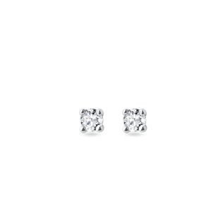 PETITES BOUCLES D'OREILLES D'OR BLANC AVEC DIAMANTS - PUCES D'OREILLES EN DIAMANT - BOUCLES D'OREILLES