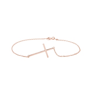 Bracelet en or rose avec breloque en croix