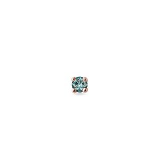 Ein kleiner Ohrring aus Roségold mit blauem Diamanten