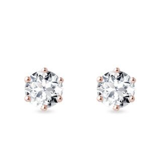 BOUCLES D'OREILLES DE LUXE EN OR ROSE - PUCES D'OREILLES EN DIAMANT - BOUCLES D'OREILLES