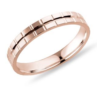 HERRENRING MIT GRAVIERTEM MUSTER AUS ROSÉGOLD - TRAURINGE FÜR HERREN - TRAURINGE