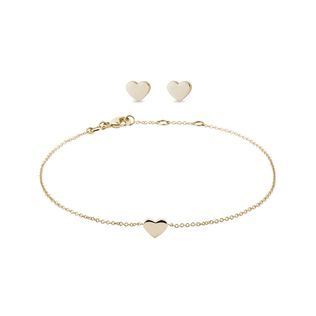 HEART EARRING AND BRACELET SET IN 14K YELLOW GOLD - JEWELRY SETS - FINE JEWELRY