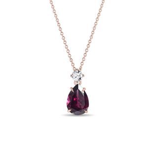 DIAMOND AND RHODOLITE PENDANT IN ROSE GOLD - GEMSTONE NECKLACES - NECKLACES