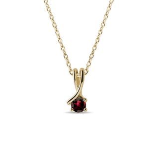 GARNET DOUBLE RIBBON GOLD NECKLACE - GARNET NECKLACES - NECKLACES