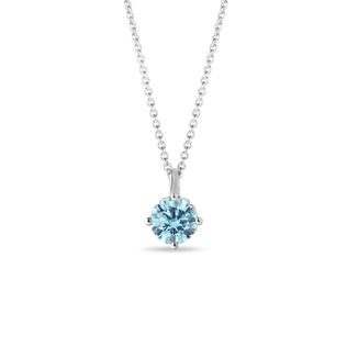 WHITE GOLD BLUE DIAMOND NECKLACE - DIAMOND NECKLACES - NECKLACES
