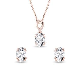 ROSE GOLD NECKLACE AND EARRING SET WITH DIAMONDS - DIAMOND SETS - FINE JEWELRY