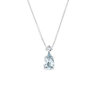 AQUAMARINE PENDANT IN WHITE GOLD - AQUAMARINE NECKLACES - NECKLACES