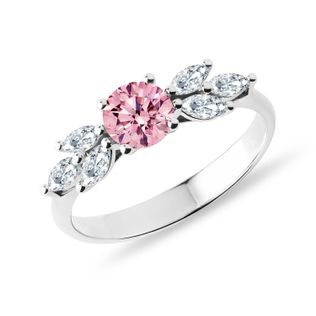 WHITE GOLD PINK DIAMOND ENGAGEMENT RING - RINGS WITH LAB-GROWN DIAMONDS - ENGAGEMENT RINGS