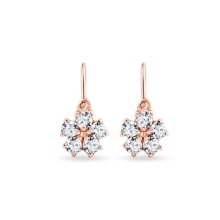 BOUCLES D'OREILLES EN OR ROSE AVEC ZIRCONS CUBIQUES - BOUCLES D'OREILLES POUR ENFANTS - BOUCLES D'OREILLES