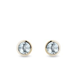 AQUAMARINE STUDS IN YELLOW GOLD - AQUAMARINE EARRINGS - EARRINGS