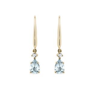 AQUAMARINE DROP EARRINGS IN YELLOW GOLD - AQUAMARINE EARRINGS - EARRINGS