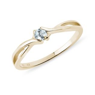 INTERTWINED AQUAMARINE RING IN YELLOW GOLD - AQUAMARINE RINGS - RINGS