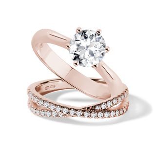 EXCEPTIONAL 1CT DIAMOND ENGAGEMENT SET IN ROSE GOLD - ENGAGEMENT AND BRIDAL RING SETS - ENGAGEMENT RINGS