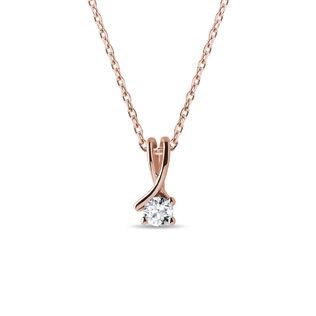 Double Ribbon Diamond Necklace in Rose Gold