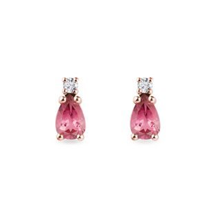 TOURMALINE AND DIAMOND EARRINGS IN ROSE GOLD - TOURMALINE EARRINGS - EARRINGS