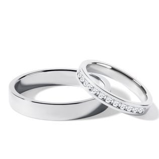 MINIMALIST WEDDING RING SET IN WHITE GOLD - WHITE GOLD WEDDING SETS - WEDDING RINGS