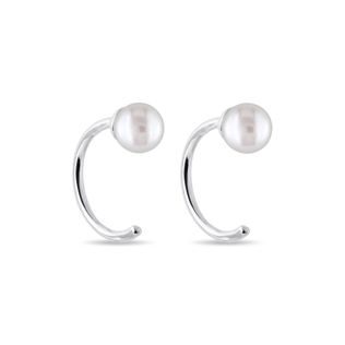 MINIMALIST WHITE GOLD PEARL EARRINGS - PEARL EARRINGS - PEARL JEWELRY