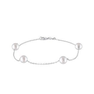BRACELET MADE OF WHITE GOLD WITH AKOYA PEARLS - PEARL BRACELETS - PEARL JEWELLERY