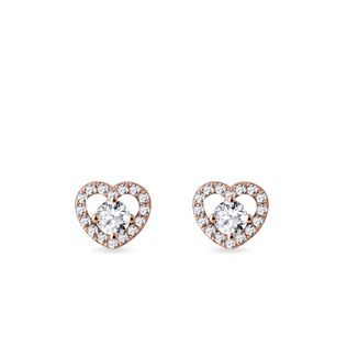 DIAMANTOHRRINGE MIT HERZ AUS ROSÉGOLD - OHRRINGE DIAMANT - OHRRINGE