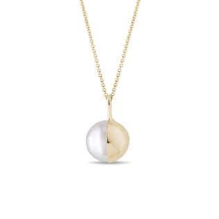 FRESHWATER PEARL PENDANT IN YELLOW GOLD - PEARL PENDANTS - PEARL JEWELLERY