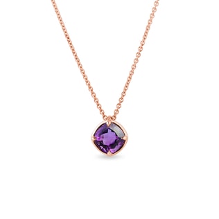 NECKLACE WITH AMETHYST IN ROSE GOLD - AMETHYST NECKLACES - NECKLACES