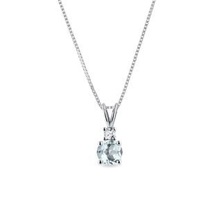 AQUAMARINE AND DIAMOND NECKLACE IN WHITE GOLD - AQUAMARINE NECKLACES - NECKLACES