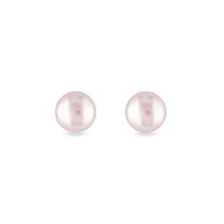 Pink freshwater pearl earrings in white gold