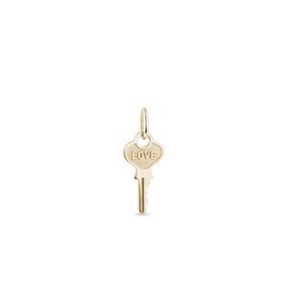 YELLOW GOLD "LOVE" KEY PENDANT - PENDANTS - NECKLACES