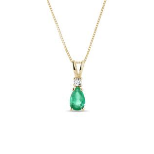 Gold Necklace with Emerald and Brilliant
