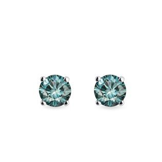 Blue diamond stud earrings in white gold