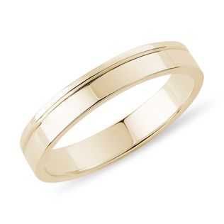 MEN'S YELLOW GOLD WEDDING BAND WITH A GROOVE - RINGS FOR HIM - WEDDING RINGS