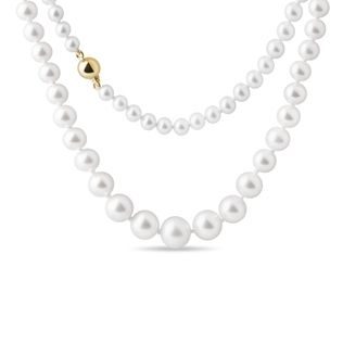 GRADUATED PEARL NECKLACE WITH A GOLD CLASP - PEARL NECKLACES - PEARL JEWELLERY