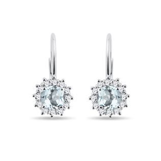 AQUAMARINE AND DIAMOND EARRINGS IN WHITE GOLD - AQUAMARINE EARRINGS - EARRINGS