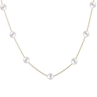 MODERN PEARL CHAIN NECKLACE IN YELLOW GOLD - PEARL NECKLACES - PEARL JEWELRY