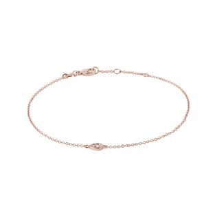 Bracelet avec breloque motif goutte en or rose avec diamants