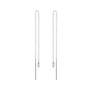 WHITE GOLD CHAIN THREADER EARRINGS WITH MARQUISE DIAMONDS - DIAMOND EARRINGS - EARRINGS