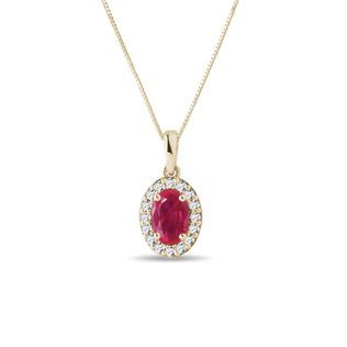 PENDANT WITH RUBY AND DIAMONDS IN YELLOW GOLD - RUBY NECKLACES - NECKLACES