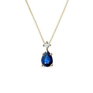 SAPPHIRE AND DIAMOND PENDANT IN GOLD - SAPPHIRE NECKLACES - NECKLACES