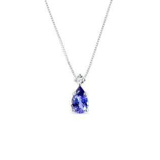 WHITE GOLD PENDANT WITH TANZANIT AND BRILLIANT - TANZANITE NECKLACES - NECKLACES