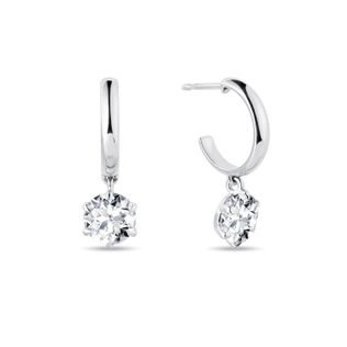 WHITE GOLD HOOPS WITH LAB GROWN DIAMONDS - DIAMOND EARRINGS - EARRINGS