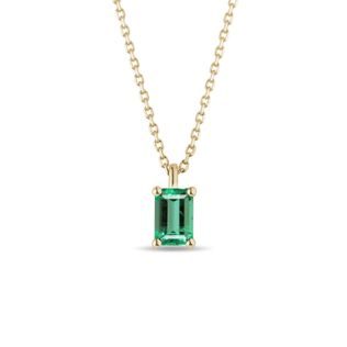 Rectabgle Emerald Gold Necklace